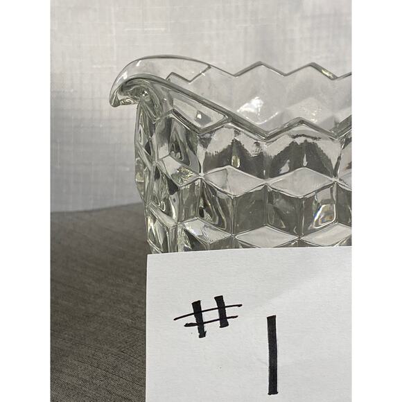 VTG Fostoria American Pressed Clear Glass CREAMER Cubist pattern EUC - Picture 2 of 14